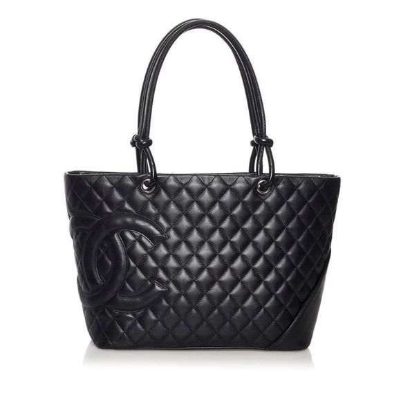 Chanel Cambon Line Large Tote Bag Black Lambskin - Picture 1 of 7